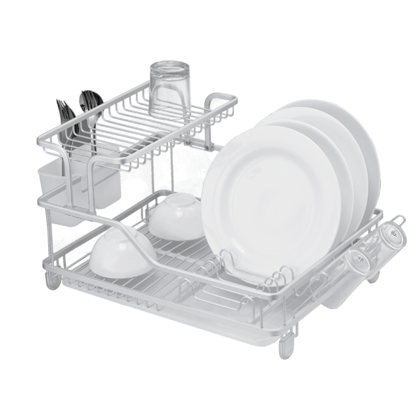 Parfait 2-Tier Aluminum Easy Clean Separate Sections Dish Rack