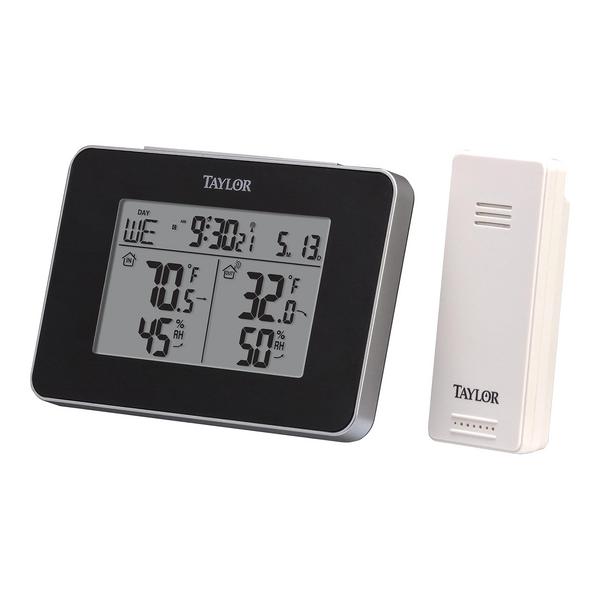 Taylor Wireless Digital Indoor Outdoor Weather Station, Black