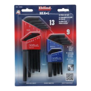EKLIND Inbusschlüssel-Set – 9-teilig, SAE Maße (5/64–1/4 Zoll) | Gefaltet, Aus USA-Stahl