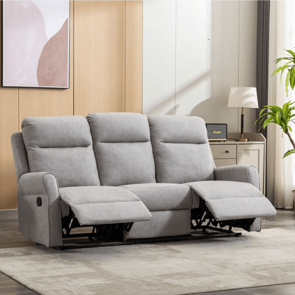 Micasa 3-Seater Elegant and Modern Design Recliner Sofa Light Grey